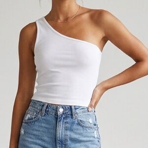 Garage One-Shoulder Ribbed Tank Top